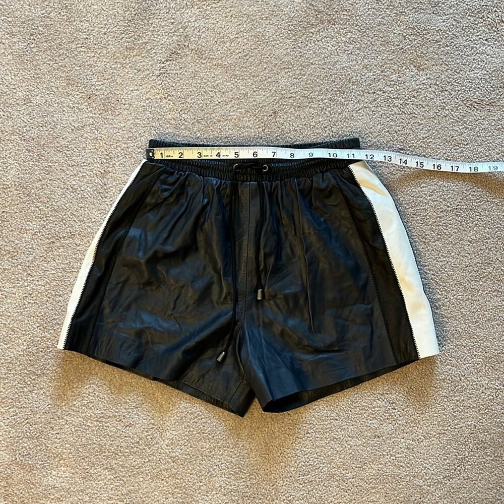 Jonathan Simkhai Leather Shorts w/ Stipe Size XS Black White Pull-On NWOT - Picture 6 of 8